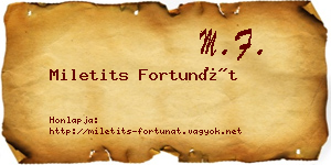 Miletits Fortunát névjegykártya