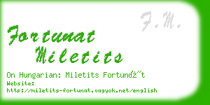 fortunat miletits business card
